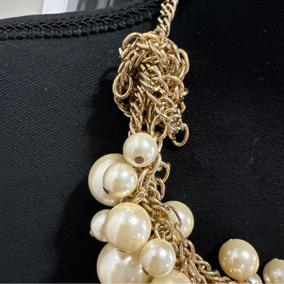 Pearl And Gold Cluster Necklace Statement Adjustable Up To 21” - Picture 5 of 6